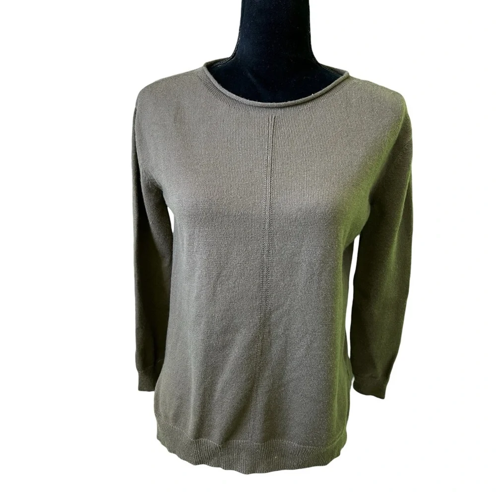 Catherine Malandrino Roll Neck Sweater 3/4 sleeve Brown Womens Small